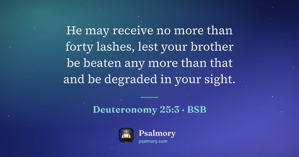 Deuteronomy 25:3 verse artwork: He may receive no more than forty lashes, lest your brother be beaten any more than that…