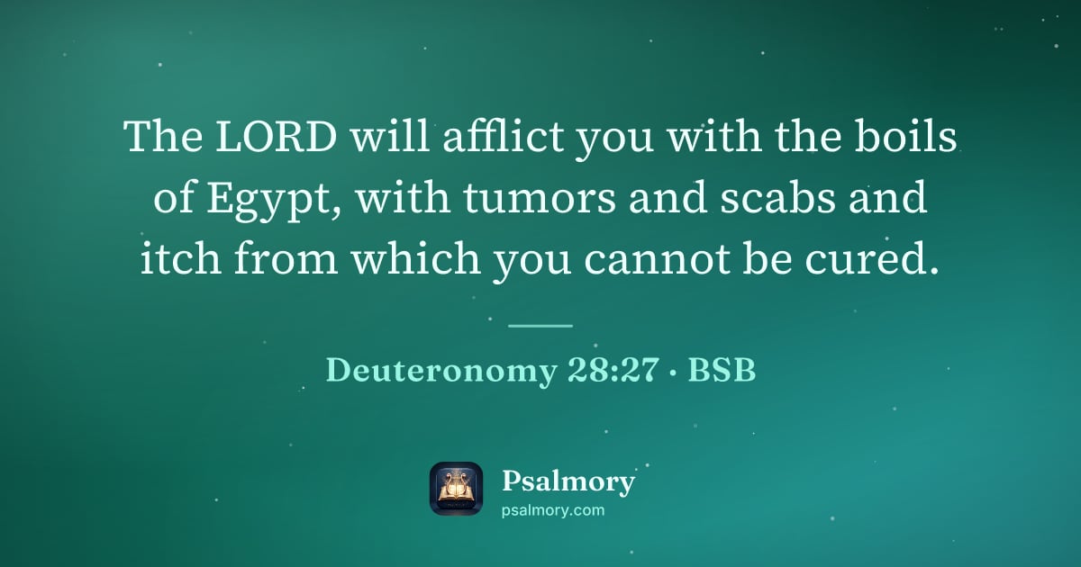 Deuteronomy 28:27 verse artwork: The LORD will afflict you with the boils of Egypt, with tumors and scabs and itch from…