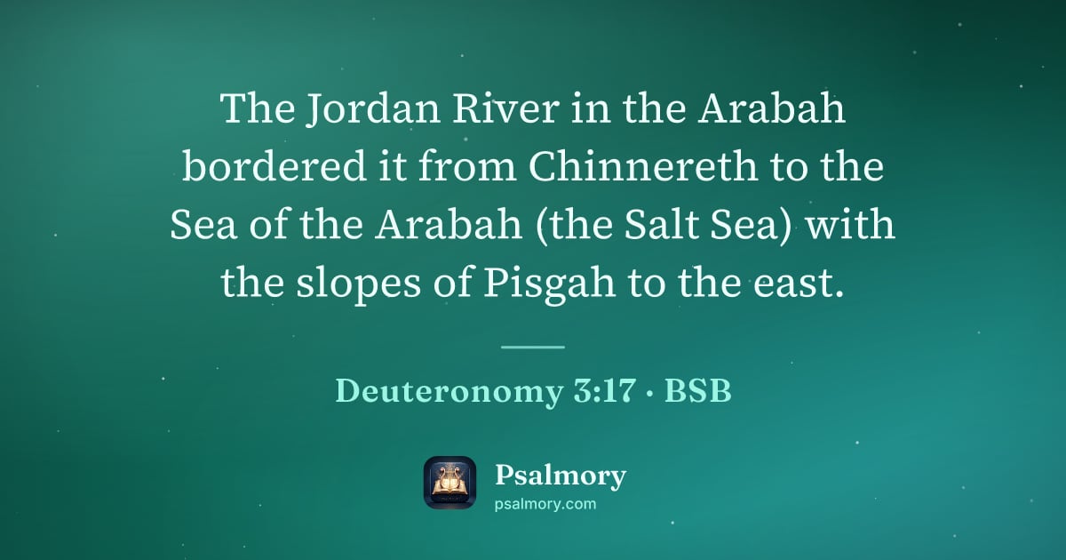 Deuteronomy 3:17 verse artwork: The Jordan River in the Arabah bordered it from Chinnereth to the Sea of the Arabah (the…
