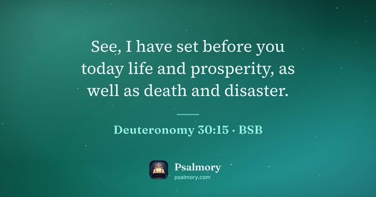 Deuteronomy 30:15 verse artwork: See, I have set before you today life and prosperity, as well as death and disaster.