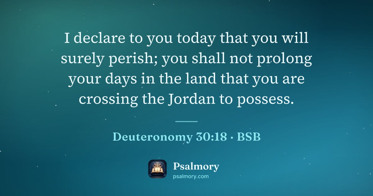 Deuteronomy 30:18 verse artwork: I declare to you today that you will surely perish; you shall not prolong your days in…