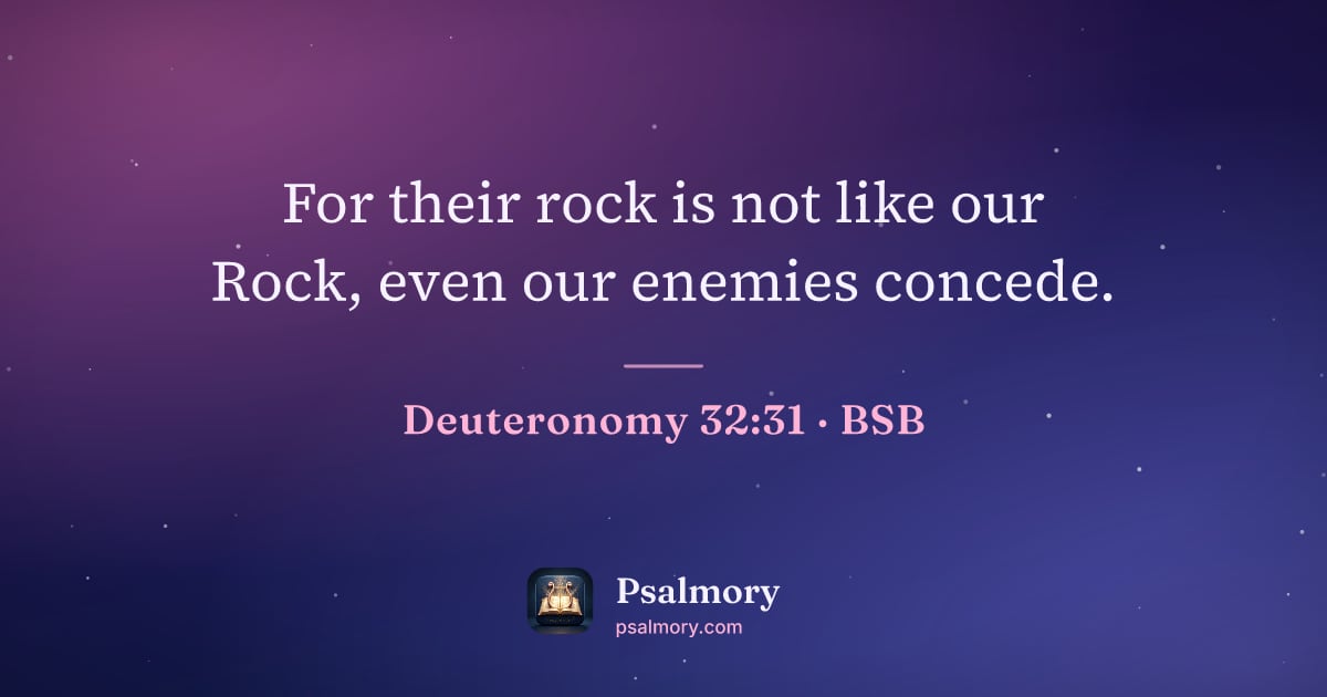 Deuteronomy 32:31 verse artwork: For their rock is not like our Rock, even our enemies concede.
