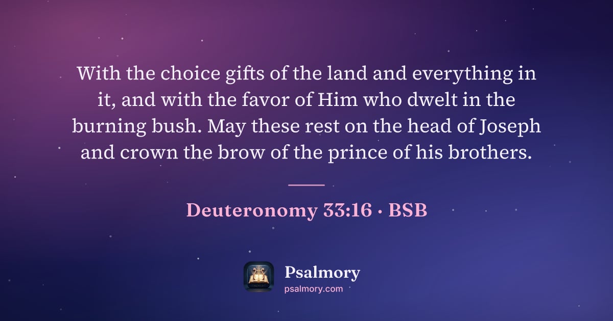 Deuteronomy 33:16 verse artwork: With the choice gifts of the land and everything in it, and with the favor of Him who…