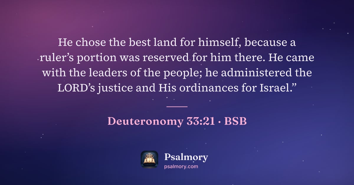 Deuteronomy 33:21 verse artwork: He chose the best land for himself, because a ruler’s portion was reserved for him…
