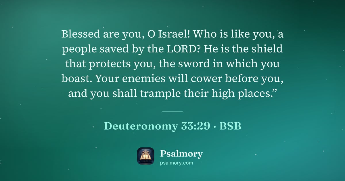 Deuteronomy 33:29 verse artwork: Blessed are you, O Israel! Who is like you, a people saved by the LORD? He is the shield…