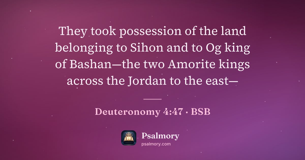 Deuteronomy 4:47 verse artwork: They took possession of the land belonging to Sihon and to Og king of Bashan—the two…