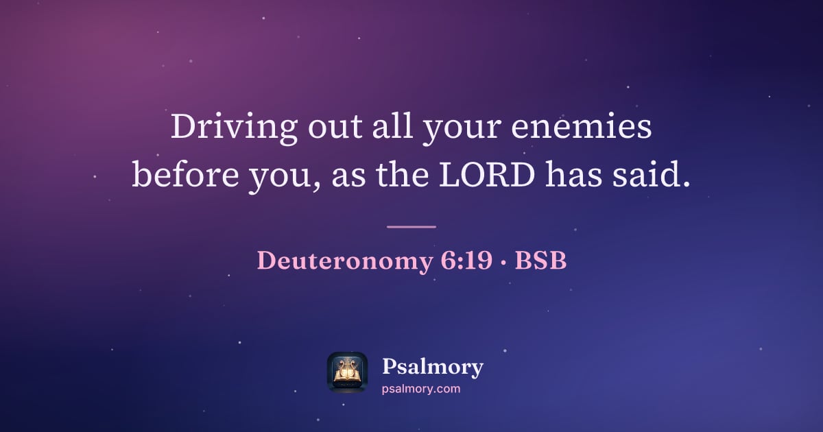 Deuteronomy 6:19 verse artwork: Driving out all your enemies before you, as the LORD has said.