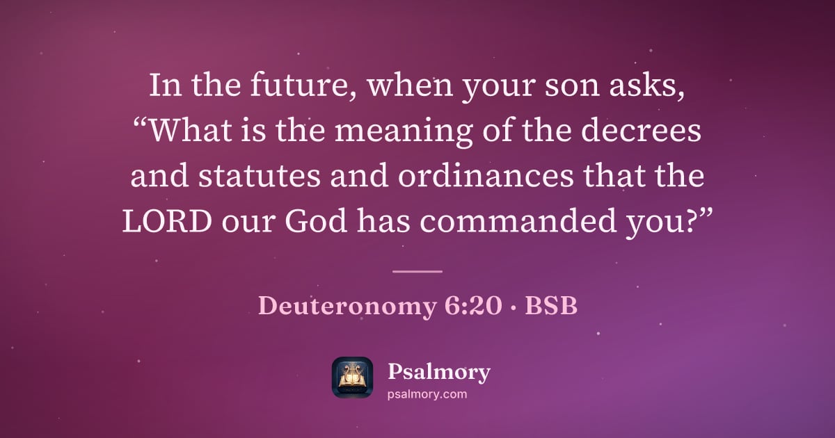 Deuteronomy 6:20 verse artwork: In the future, when your son asks, “What is the meaning of the decrees and statutes and…