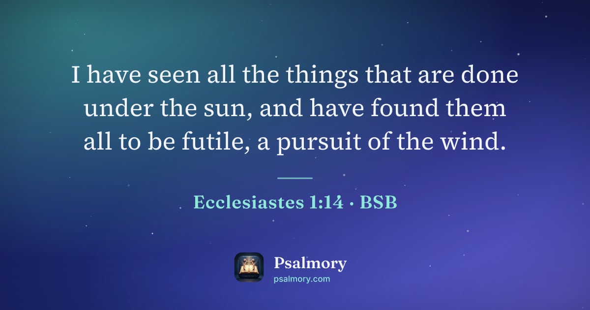 Ecclesiastes 1:14 verse artwork: I have seen all the things that are done under the sun, and have found them all to be…