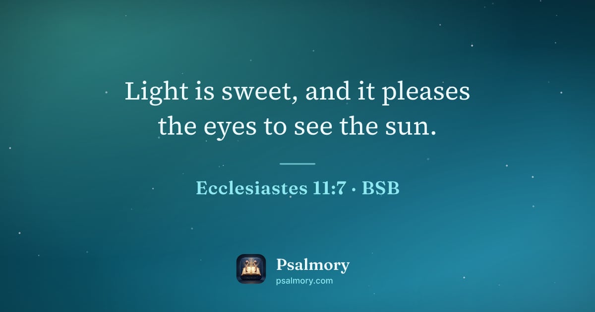 Ecclesiastes 11:7 verse artwork: Light is sweet, and it pleases the eyes to see the sun.