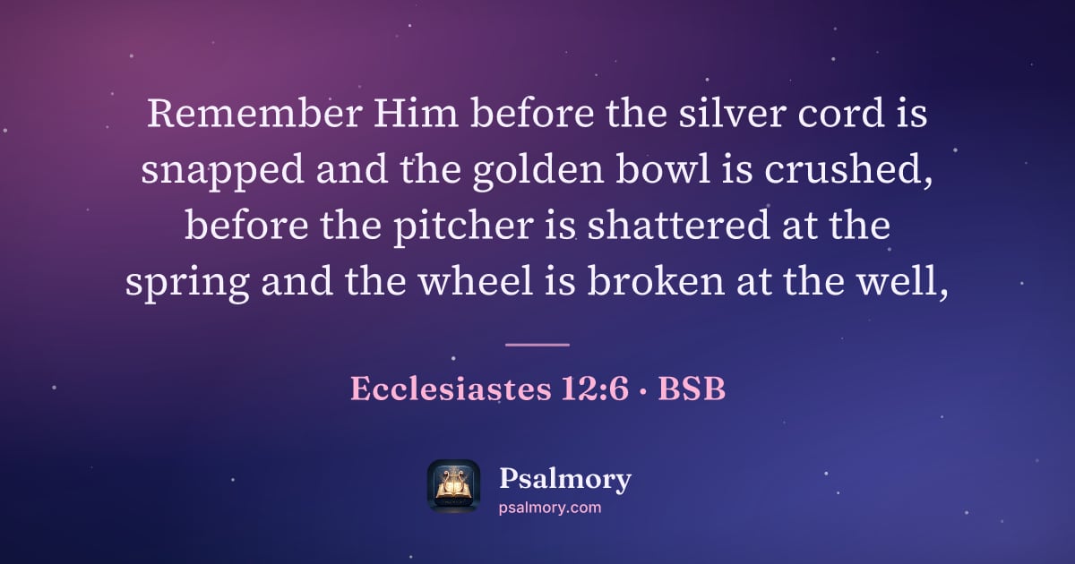 Ecclesiastes 12:6 verse artwork: Remember Him before the silver cord is snapped and the golden bowl is crushed, before…