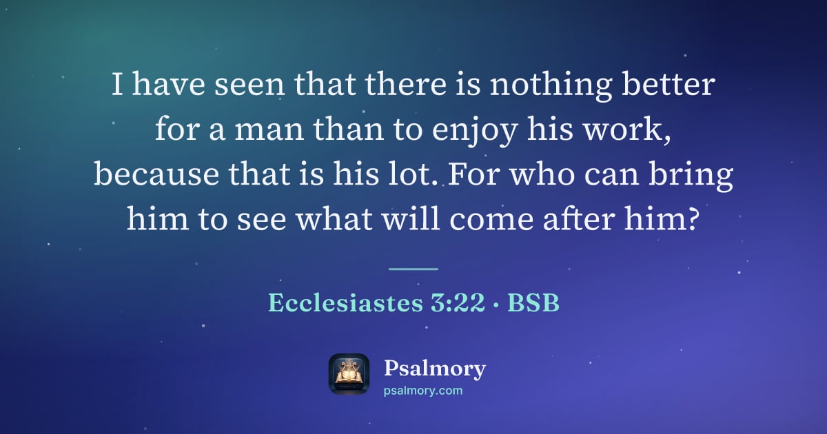 Ecclesiastes 3:22 verse artwork: I have seen that there is nothing better for a man than to enjoy his work, because that…