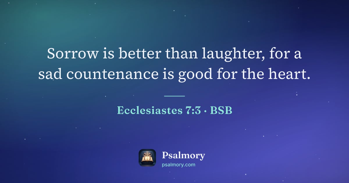 Ecclesiastes 7:3 verse artwork: Sorrow is better than laughter, for a sad countenance is good for the heart.