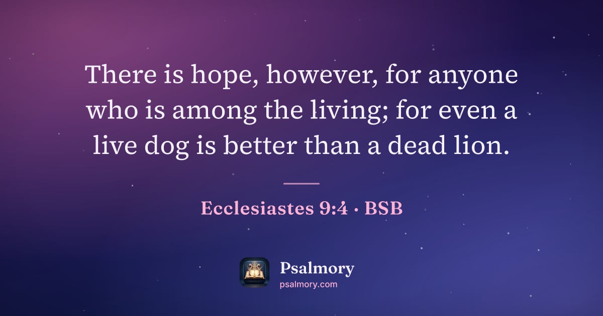 Ecclesiastes 9:4 verse artwork: There is hope, however, for anyone who is among the living; for even a live dog is…