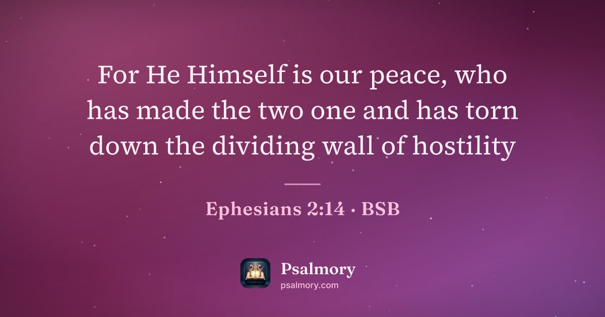 Ephesians 2:14 verse artwork: For He Himself is our peace, who has made the two one and has torn down the dividing…