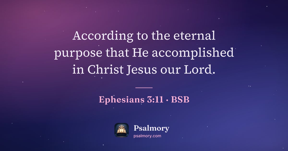 Ephesians 3:11 verse artwork: According to the eternal purpose that He accomplished in Christ Jesus our Lord.
