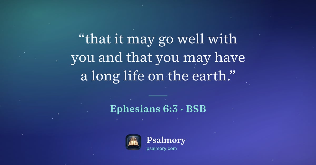 Ephesians 6:3 verse artwork: “that it may go well with you and that you may have a long life on the earth.”