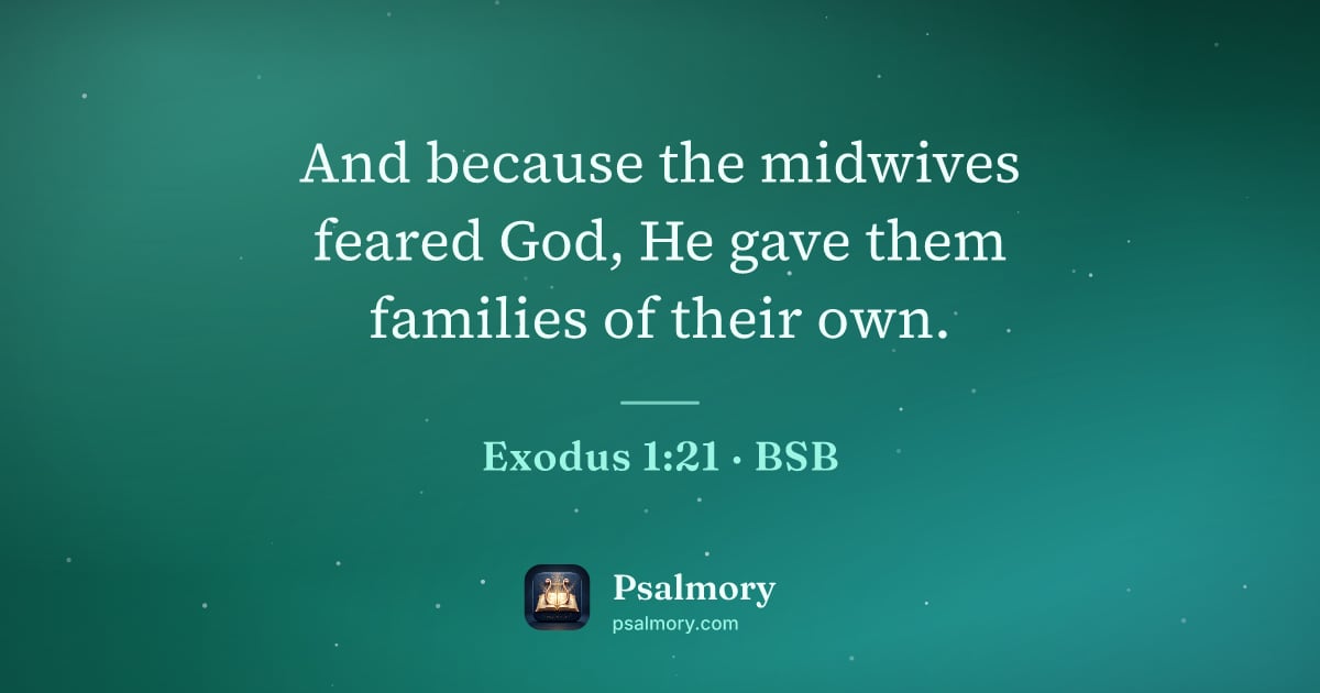 Exodus 1:21 verse artwork: And because the midwives feared God, He gave them families of their own.