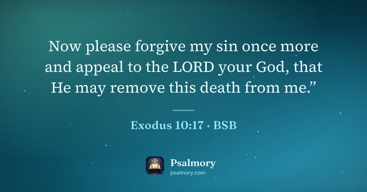 Exodus 10:17 verse artwork: Now please forgive my sin once more and appeal to the LORD your God, that He may remove…