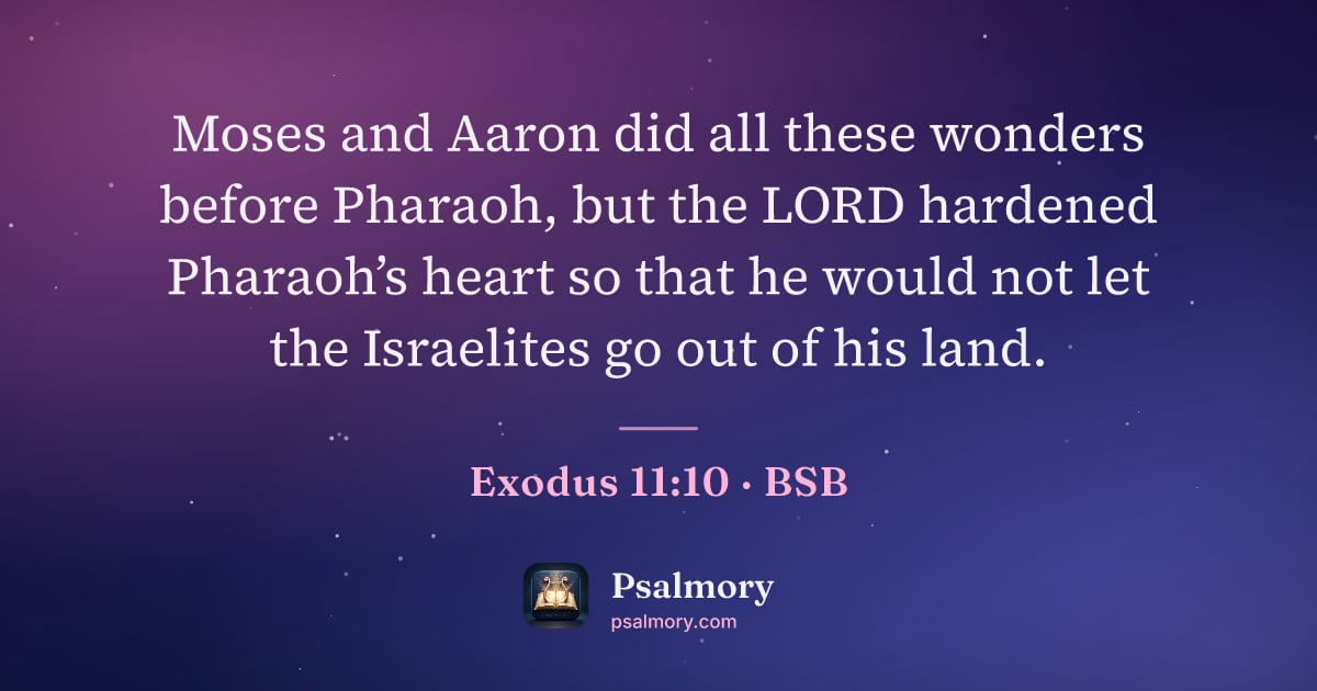 Exodus 11:10 verse artwork: Moses and Aaron did all these wonders before Pharaoh, but the LORD hardened Pharaoh’s…