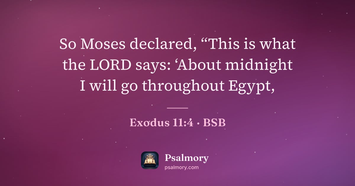 Exodus 11:4 verse artwork: So Moses declared, “This is what the LORD says: ‘About midnight I will go throughout…