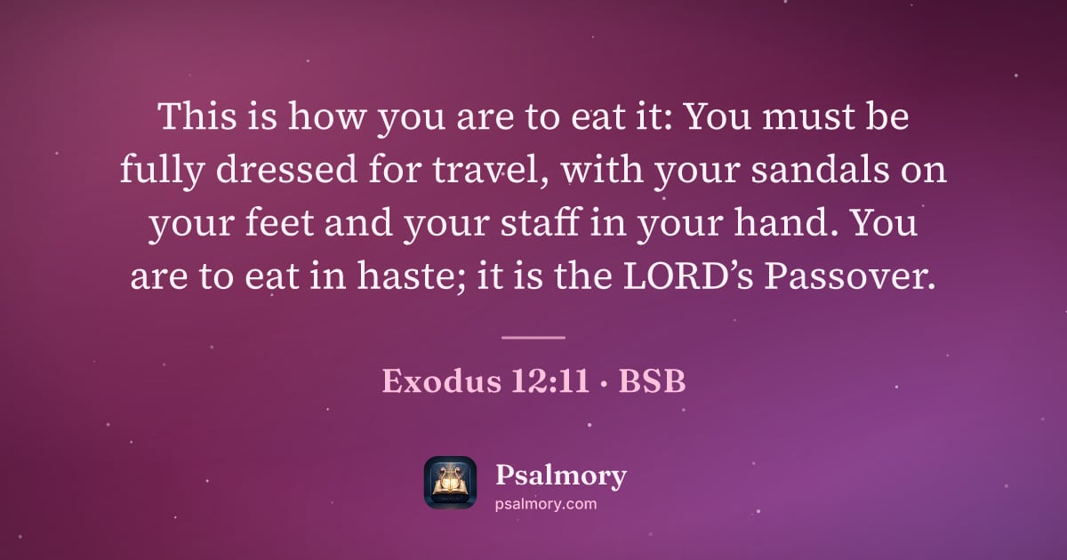 Exodus 12:11 verse artwork: This is how you are to eat it: You must be fully dressed for travel, with your sandals…