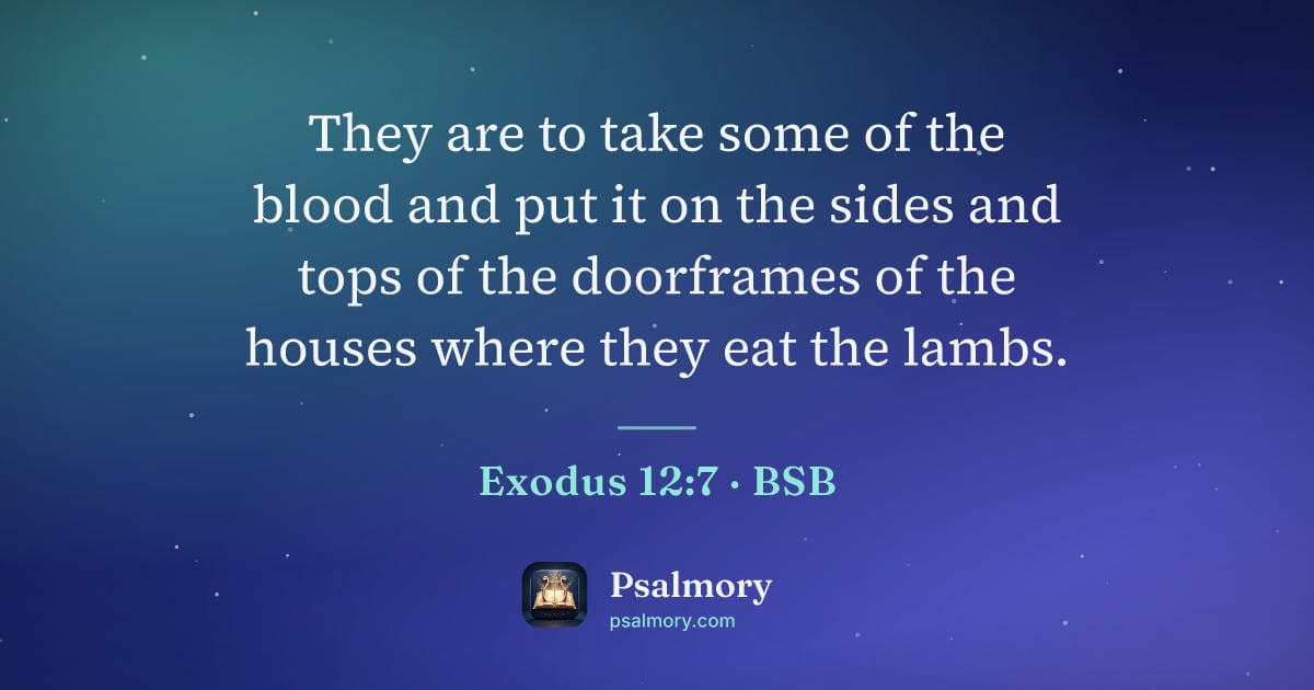 Exodus 12:7 verse artwork: They are to take some of the blood and put it on the sides and tops of the doorframes of…