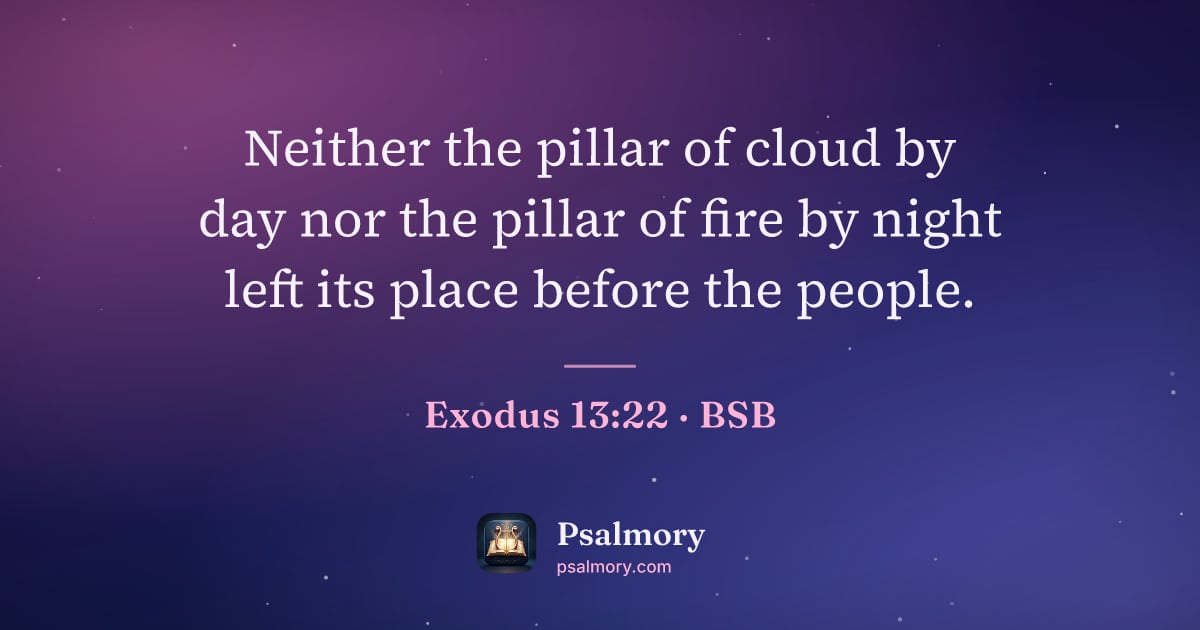 Exodus 13:22 verse artwork: Neither the pillar of cloud by day nor the pillar of fire by night left its place before…