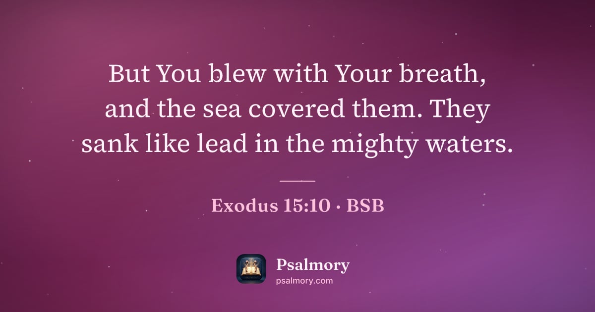 Exodus 15:10 verse artwork: But You blew with Your breath, and the sea covered them. They sank like lead in the…