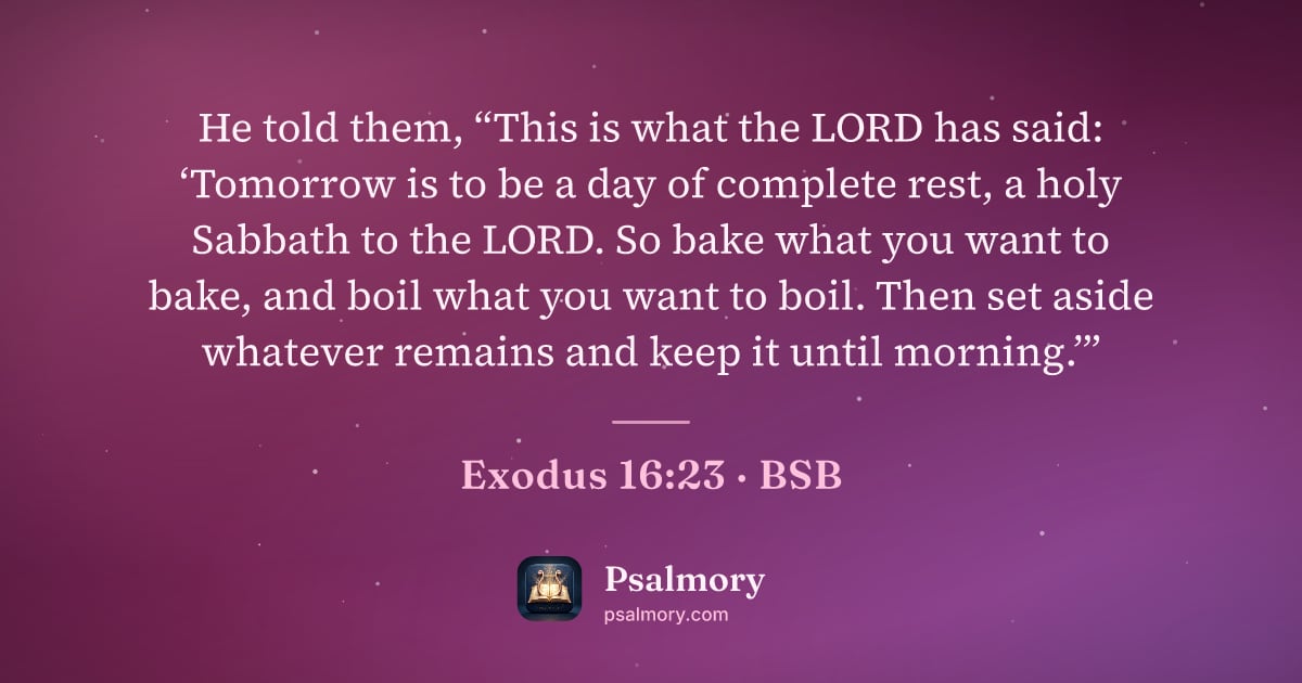 Exodus 16:23 verse artwork: He told them, “This is what the LORD has said: ‘Tomorrow is to be a day of complete…