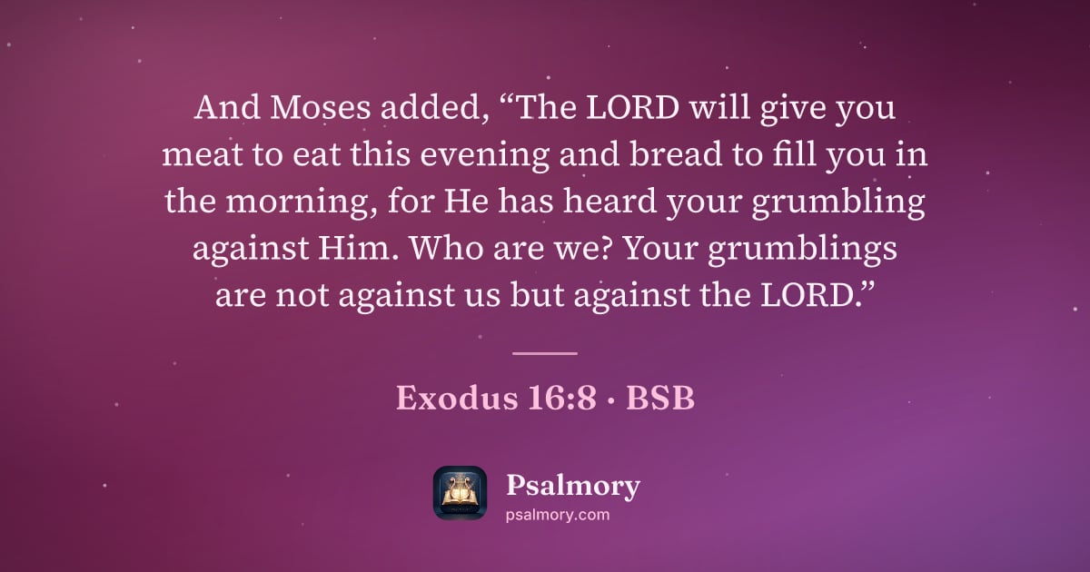 Exodus 16:8 verse artwork: And Moses added, “The LORD will give you meat to eat this evening and bread to fill you…