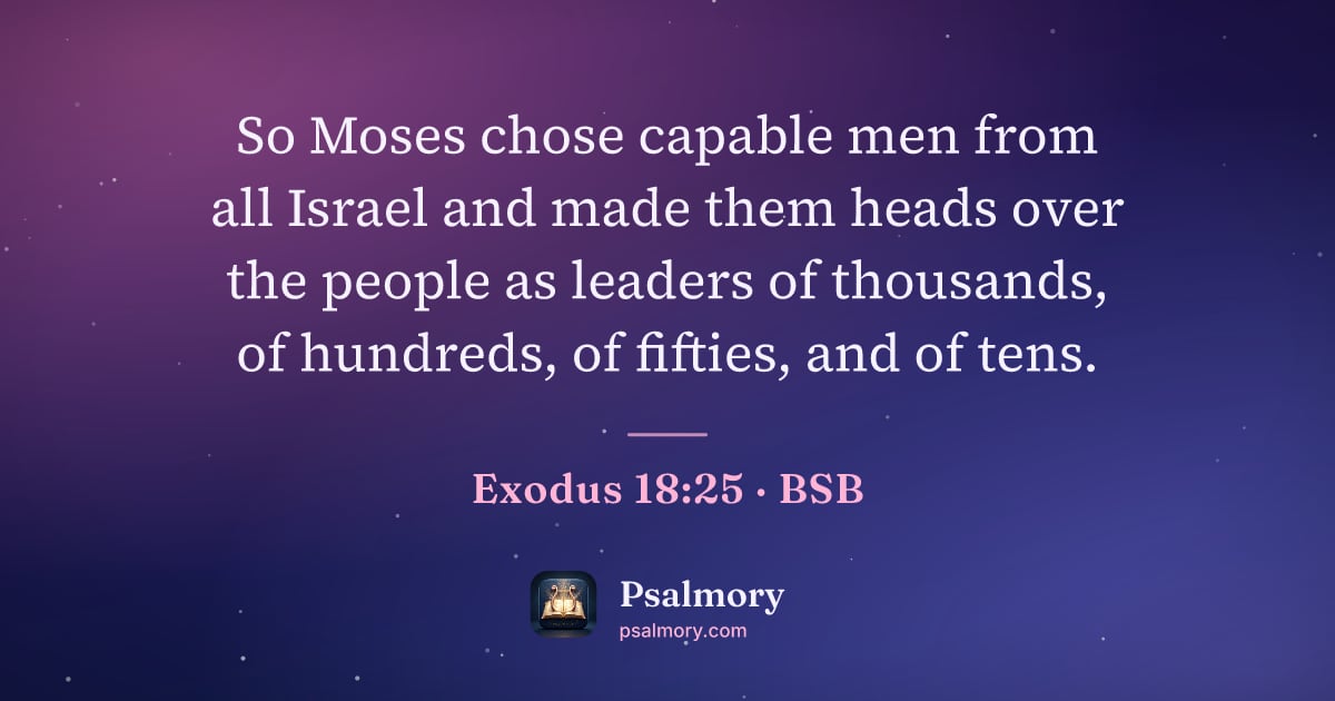 Exodus 18:25 verse artwork: So Moses chose capable men from all Israel and made them heads over the people as…