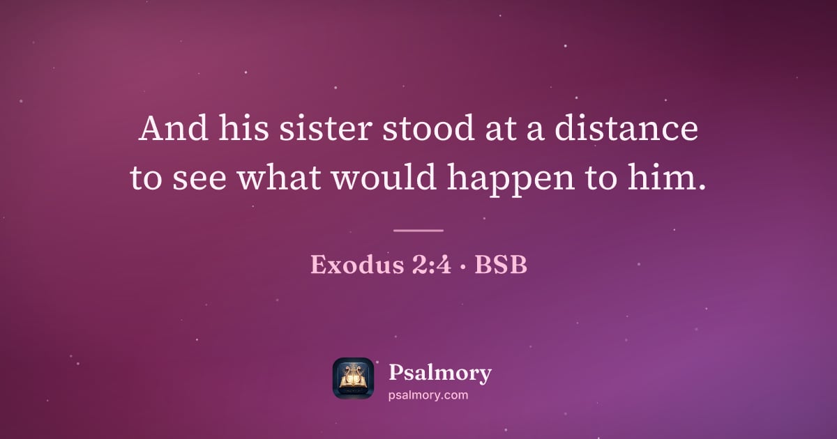 Exodus 2:4 verse artwork: And his sister stood at a distance to see what would happen to him.