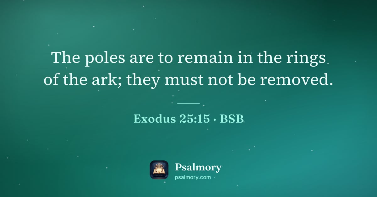 Exodus 25:15 verse artwork: The poles are to remain in the rings of the ark; they must not be removed.