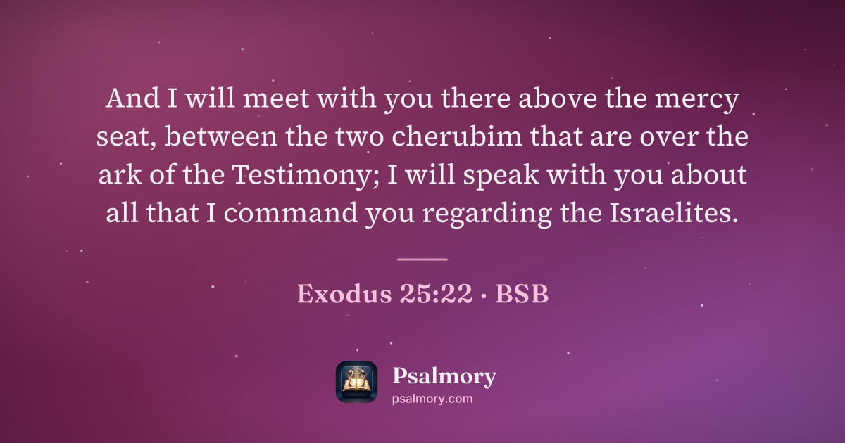 Exodus 25:22 verse artwork: And I will meet with you there above the mercy seat, between the two cherubim that are…