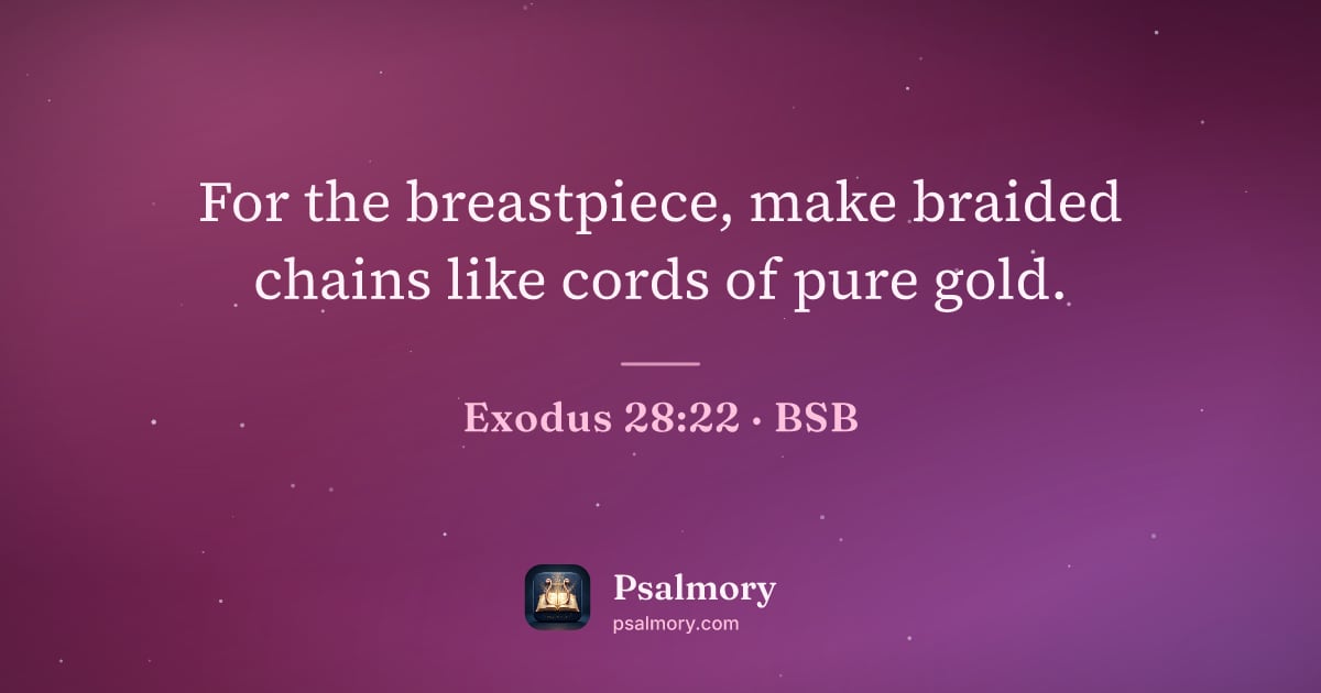 Exodus 28:22 verse artwork: For the breastpiece, make braided chains like cords of pure gold.