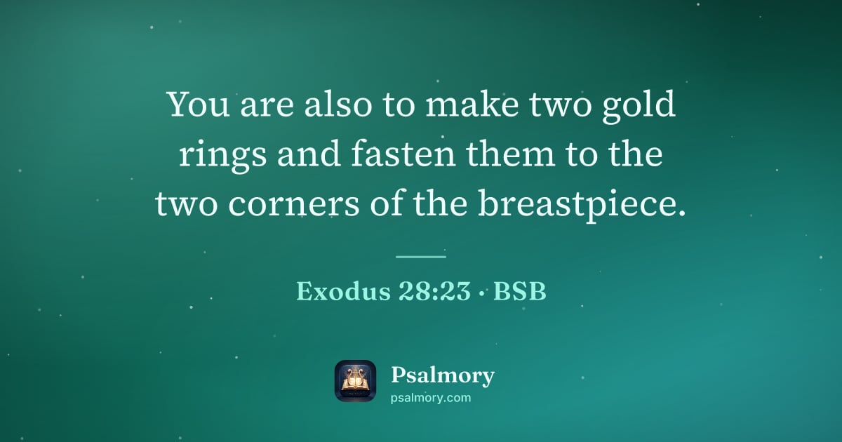 Exodus 28:23 verse artwork: You are also to make two gold rings and fasten them to the two corners of the breastpiece.