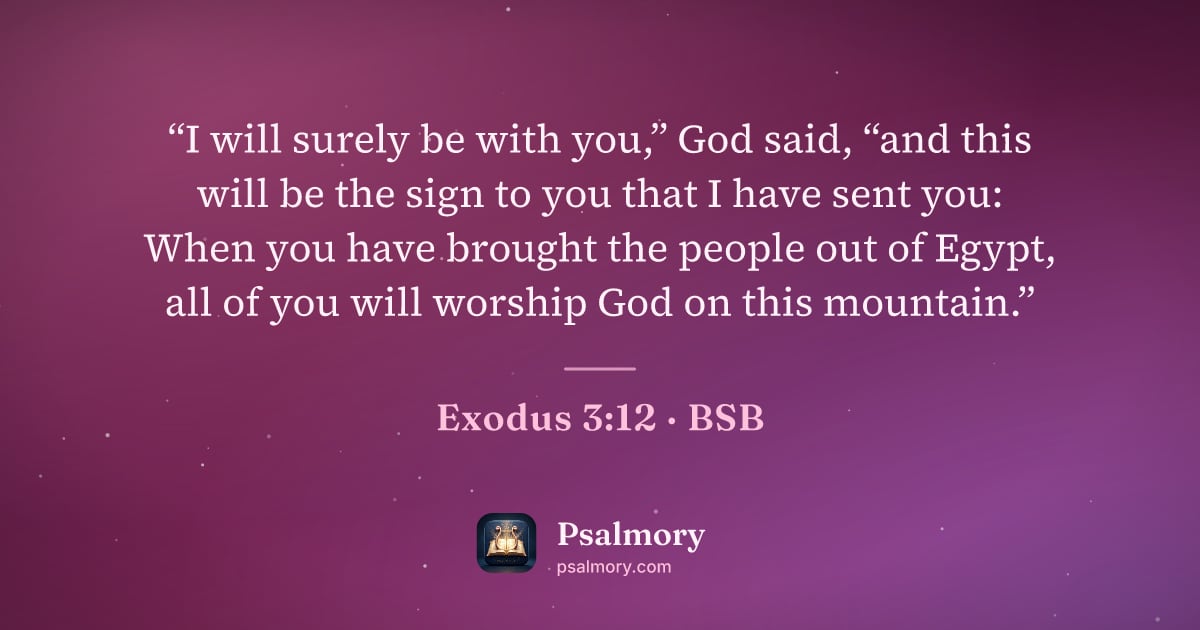 Exodus 3:12 verse artwork: “I will surely be with you,” God said, “and this will be the sign to you that I have…