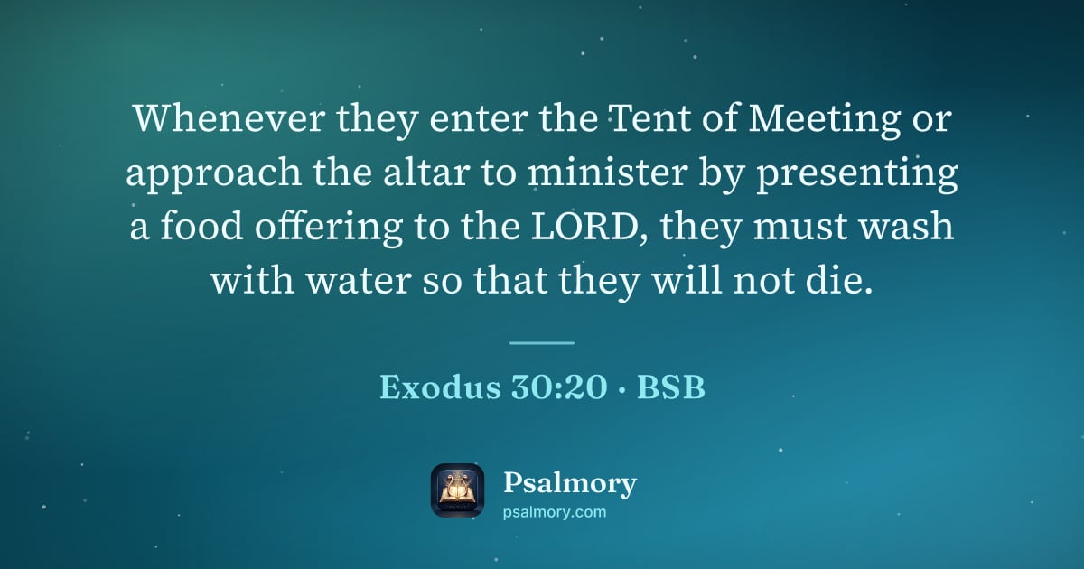 Exodus 30:20 verse artwork: Whenever they enter the Tent of Meeting or approach the altar to minister by presenting…