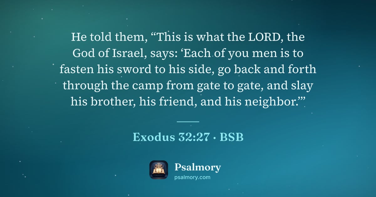 Exodus 32:27 verse artwork: He told them, “This is what the LORD, the God of Israel, says: ‘Each of you men is to…