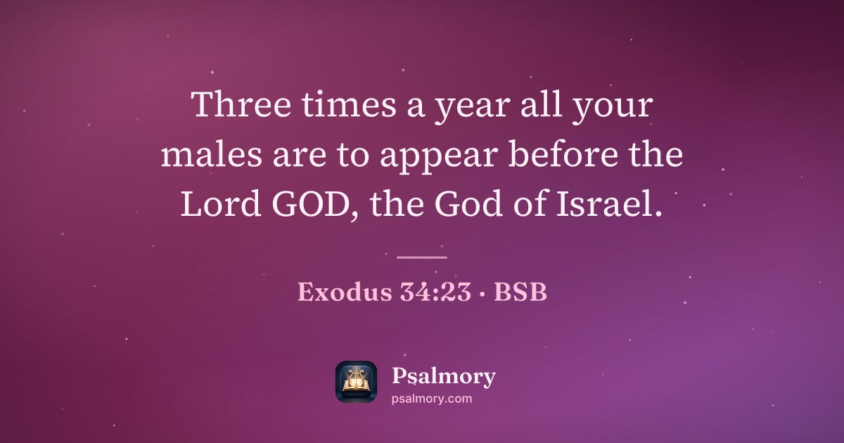 Exodus 34:23 verse artwork: Three times a year all your males are to appear before the Lord GOD, the God of Israel.