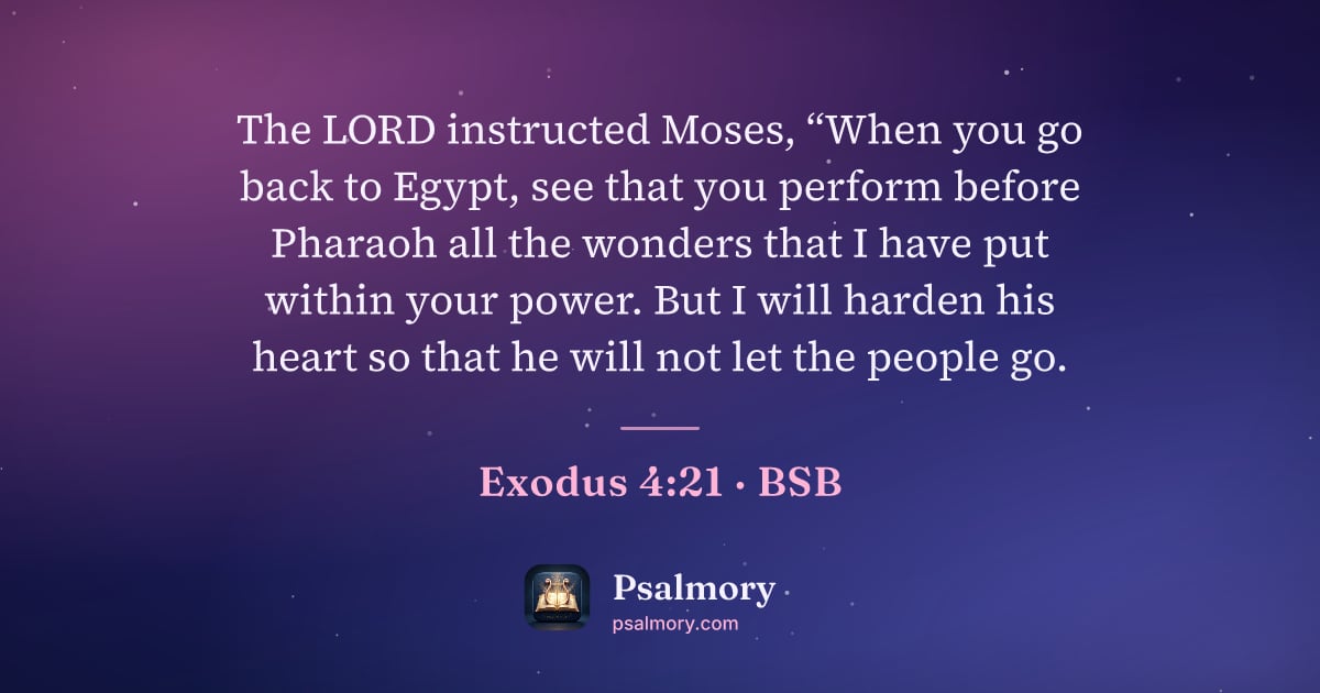 Exodus 4:21 verse artwork: The LORD instructed Moses, “When you go back to Egypt, see that you perform before…