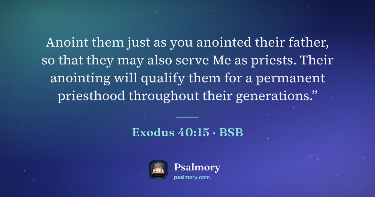 Exodus 40:15 verse artwork: Anoint them just as you anointed their father, so that they may also serve Me as…
