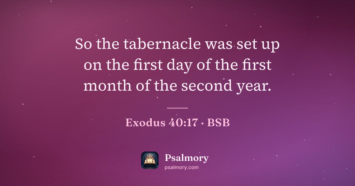 Exodus 40:17 verse artwork: So the tabernacle was set up on the first day of the first month of the second year.