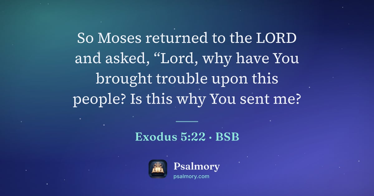 Exodus 5:22 verse artwork: So Moses returned to the LORD and asked, “Lord, why have You brought trouble upon this…