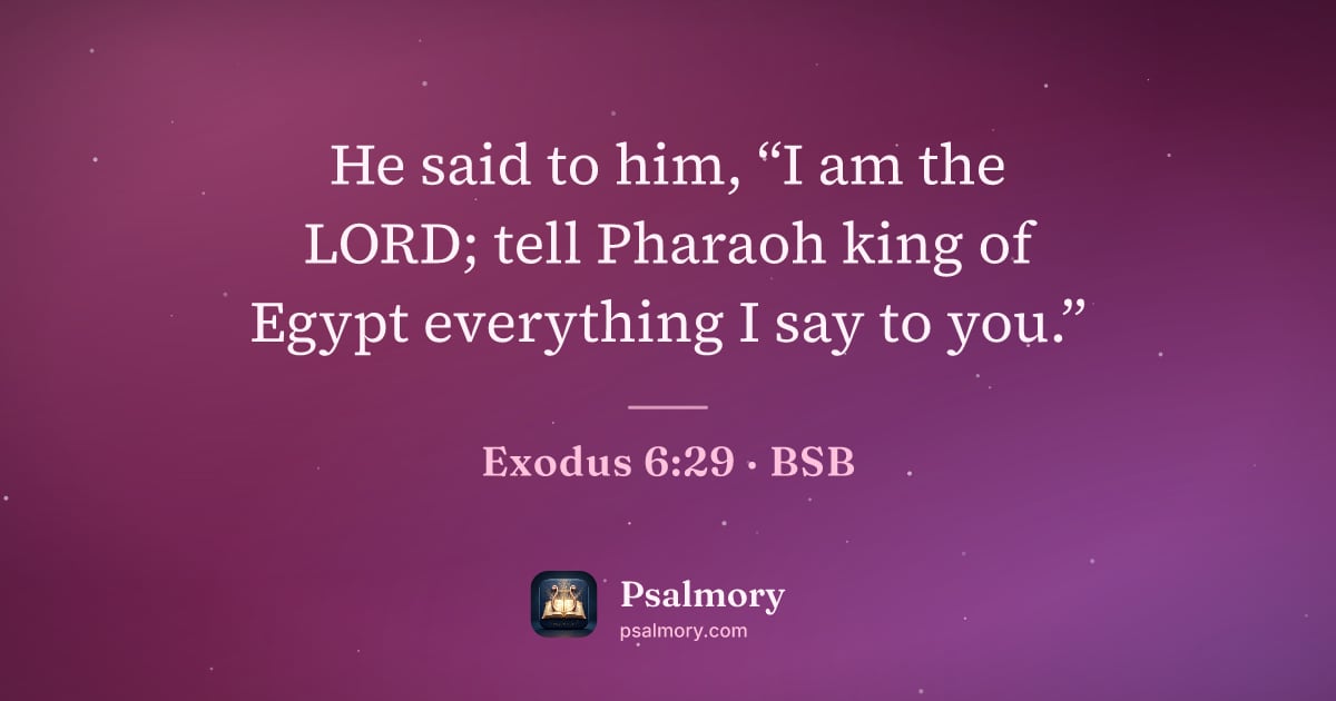 Exodus 6:29 verse artwork: He said to him, “I am the LORD; tell Pharaoh king of Egypt everything I say to you.”