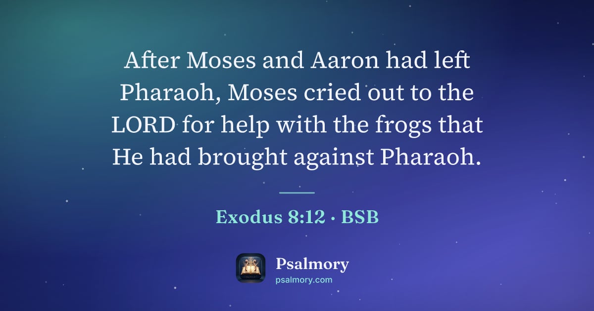 Exodus 8:12 verse artwork: After Moses and Aaron had left Pharaoh, Moses cried out to the LORD for help with the…