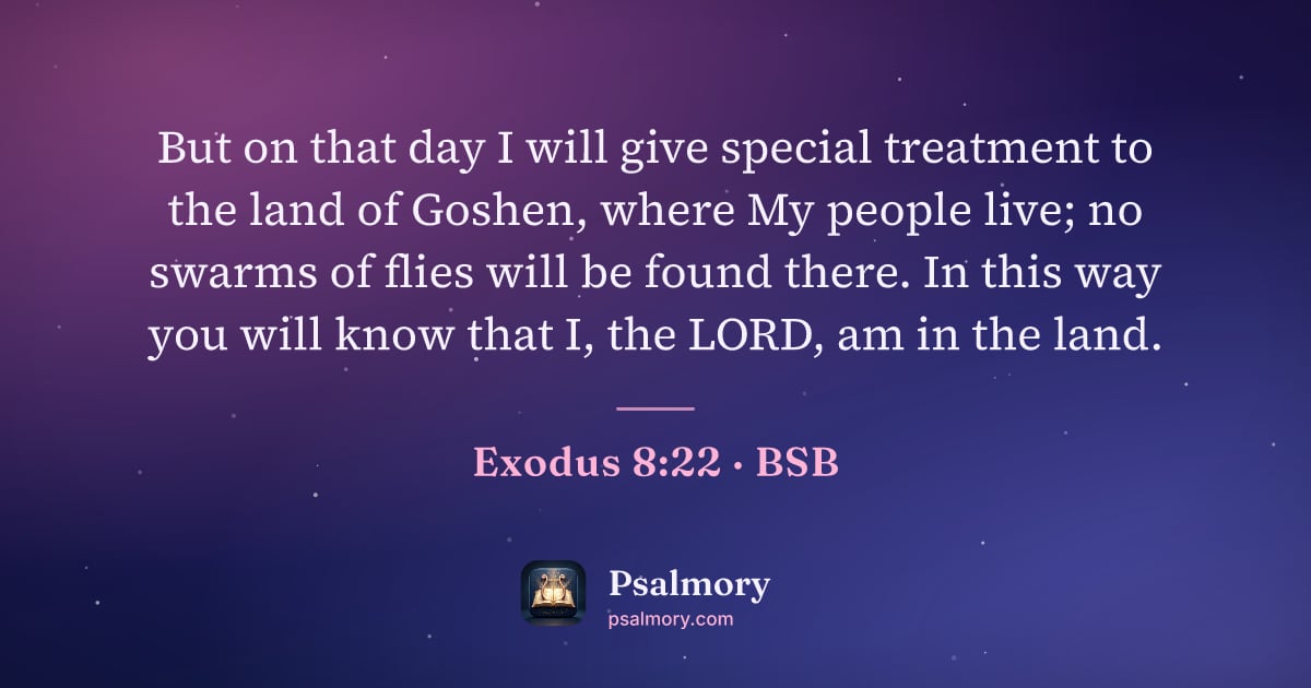 Exodus 8:22 verse artwork: But on that day I will give special treatment to the land of Goshen, where My people…