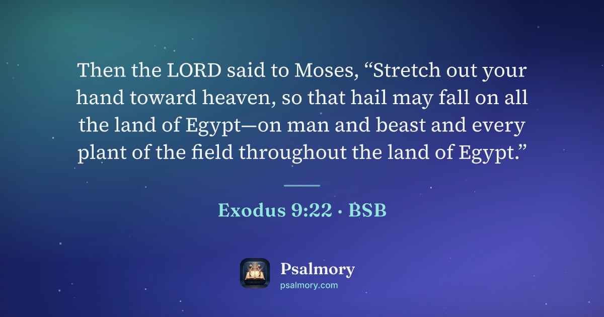 Exodus 9:22 verse artwork: Then the LORD said to Moses, “Stretch out your hand toward heaven, so that hail may fall…