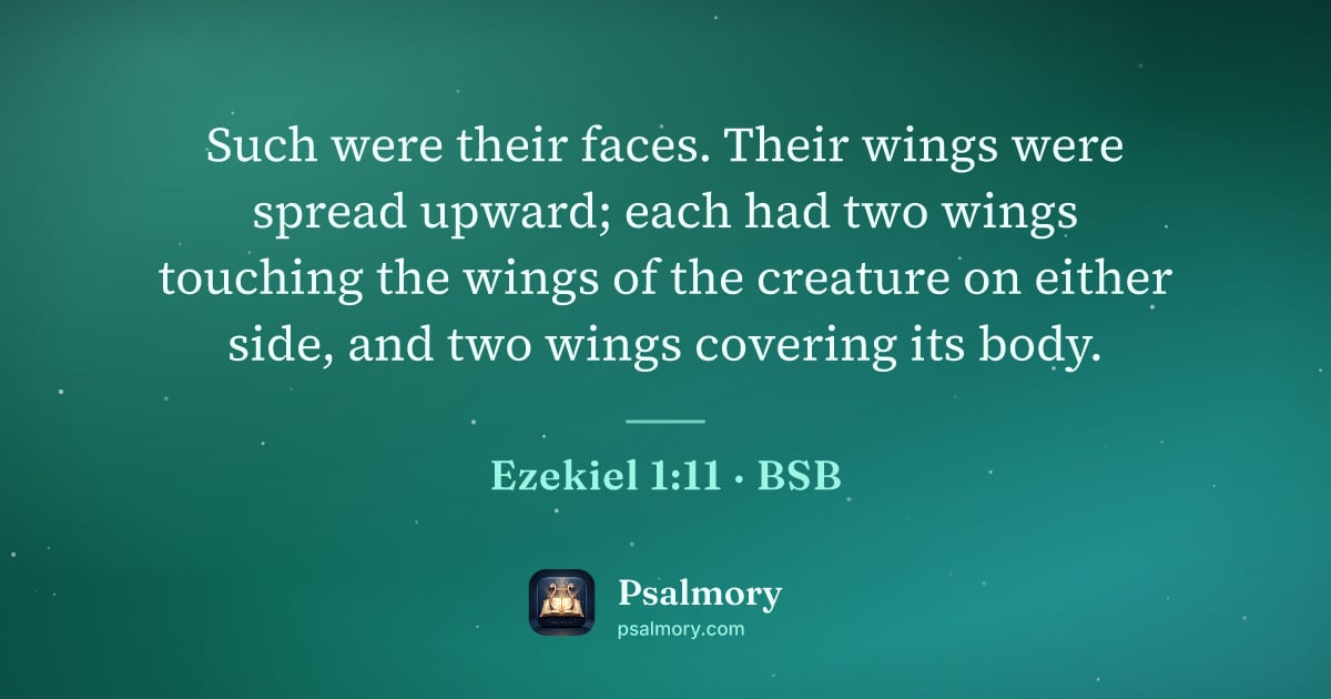 Ezekiel 1:11 verse artwork: Such were their faces. Their wings were spread upward; each had two wings touching the…